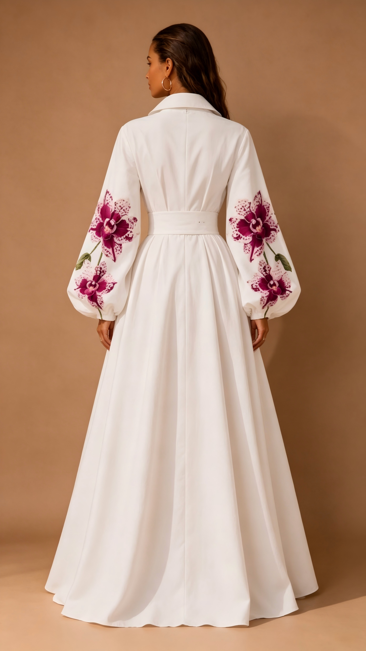 Stella Shirt Dress with Floral Embroidered Puff Sleeves