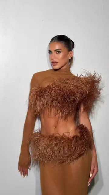 Trinity Feather-Trimmed Strapless Evening Set