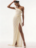 Giselle Off-shoulder Waist-Cinched Ruched Elegant Maxi Dress