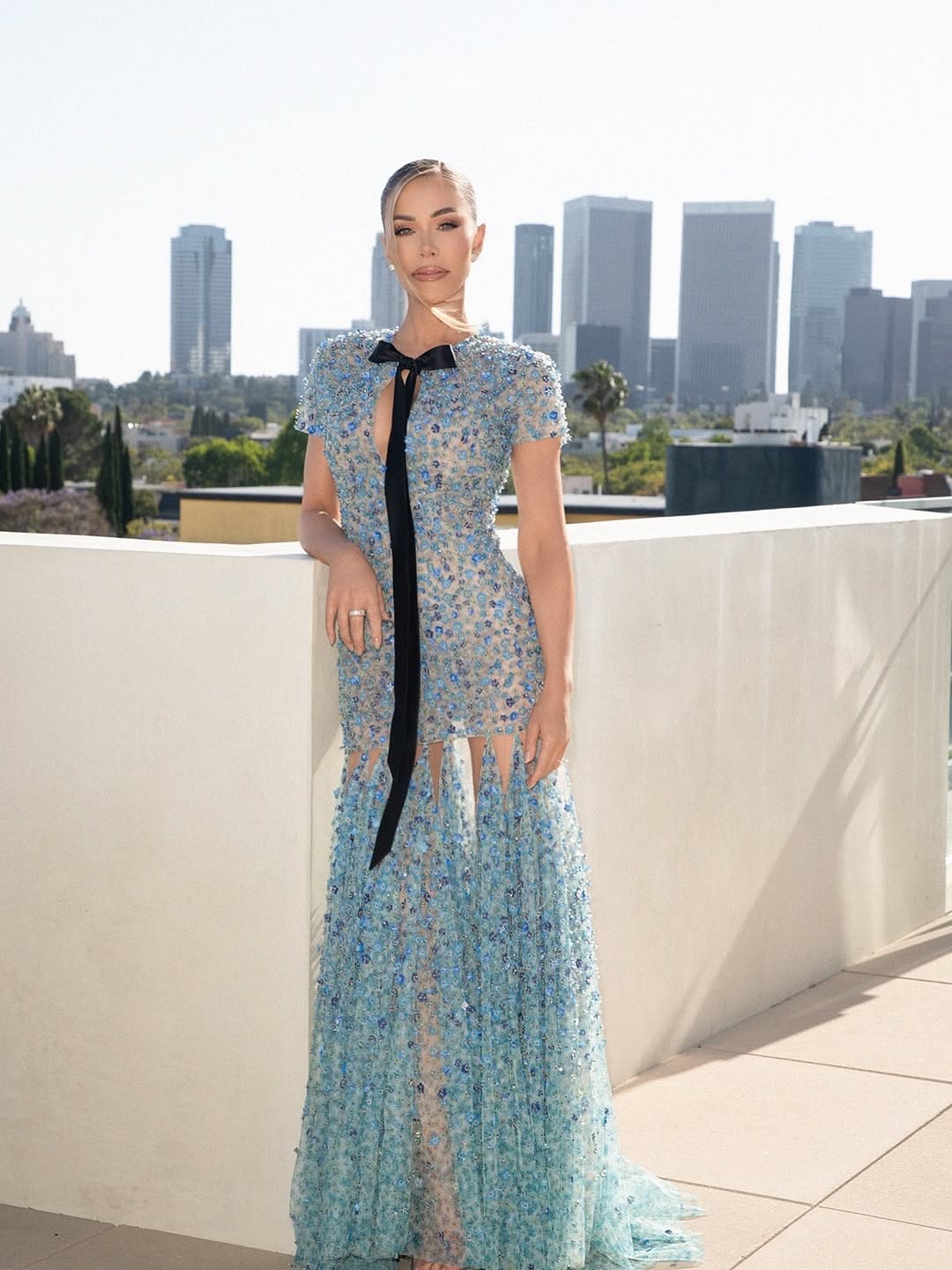 Lira Blue Crystal Fringe Maxi Dress