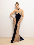 Astrid Navy Velvet Star Mesh Dress