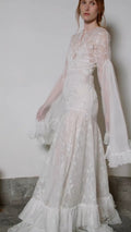 Annika Lace Ruffled Elegant Maxi Dress In White