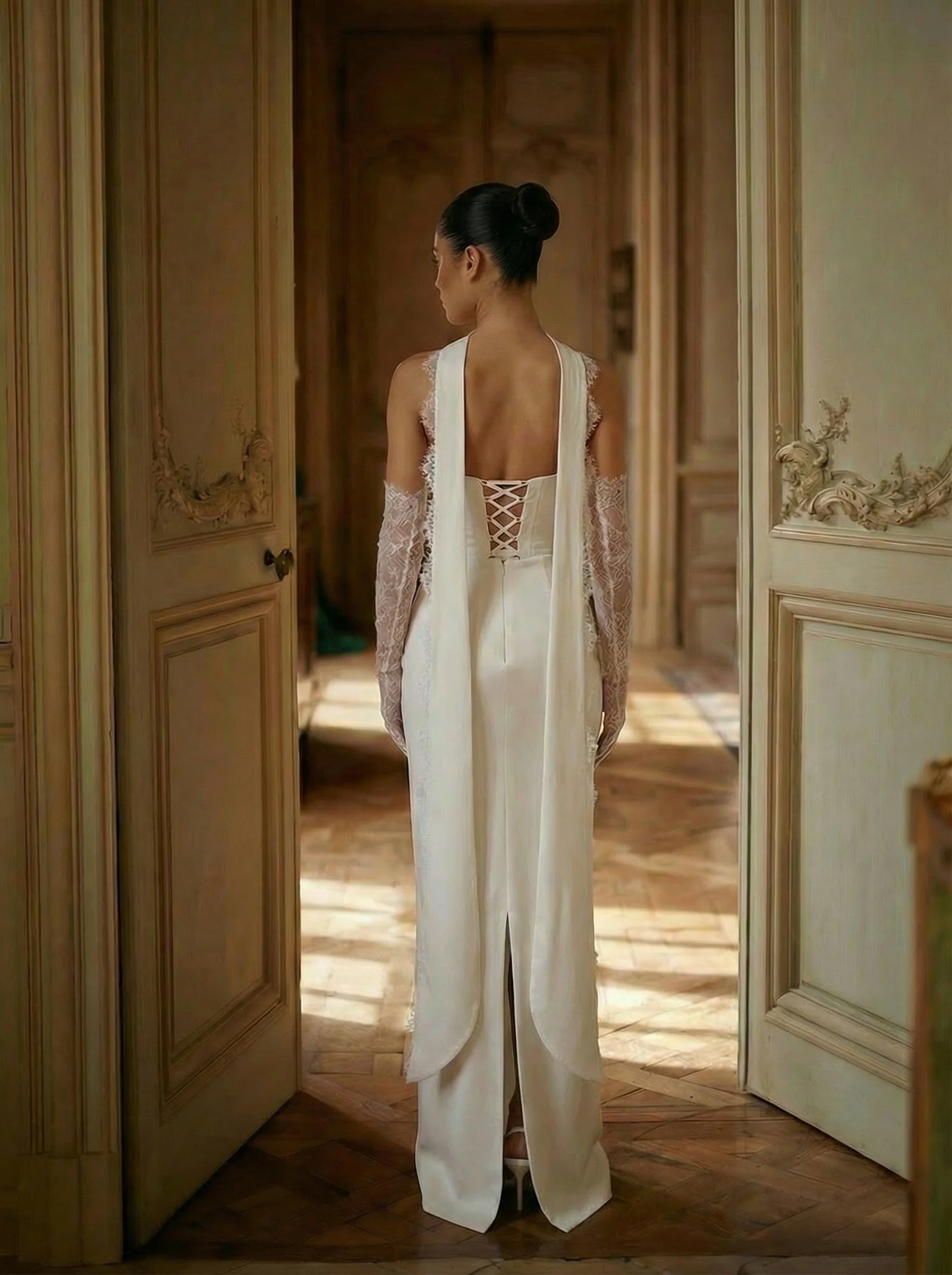 Beatriz  Strapless Evening Maxi Dress In White