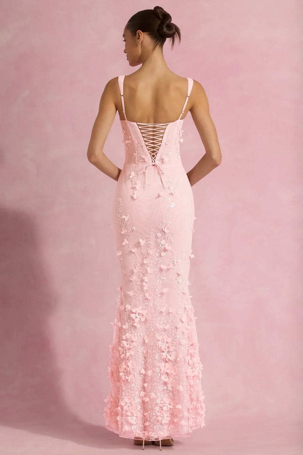 Fiona Camisole Lace Elegant Maxi Dress In Pink