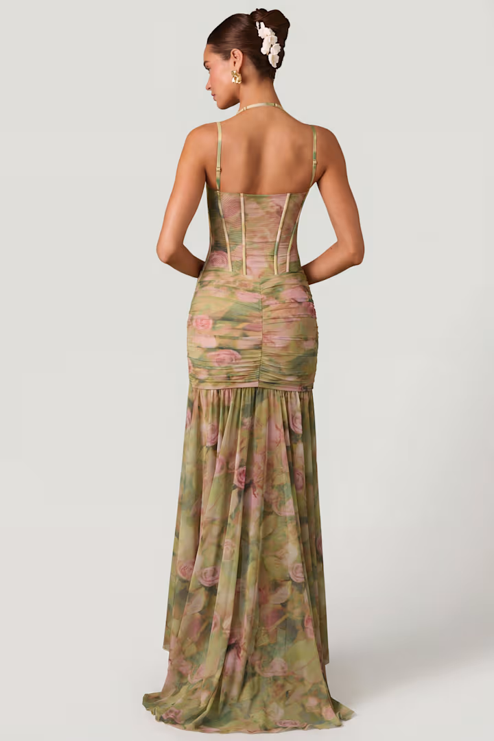 Annika Printed Camisole Split Maxi Dress