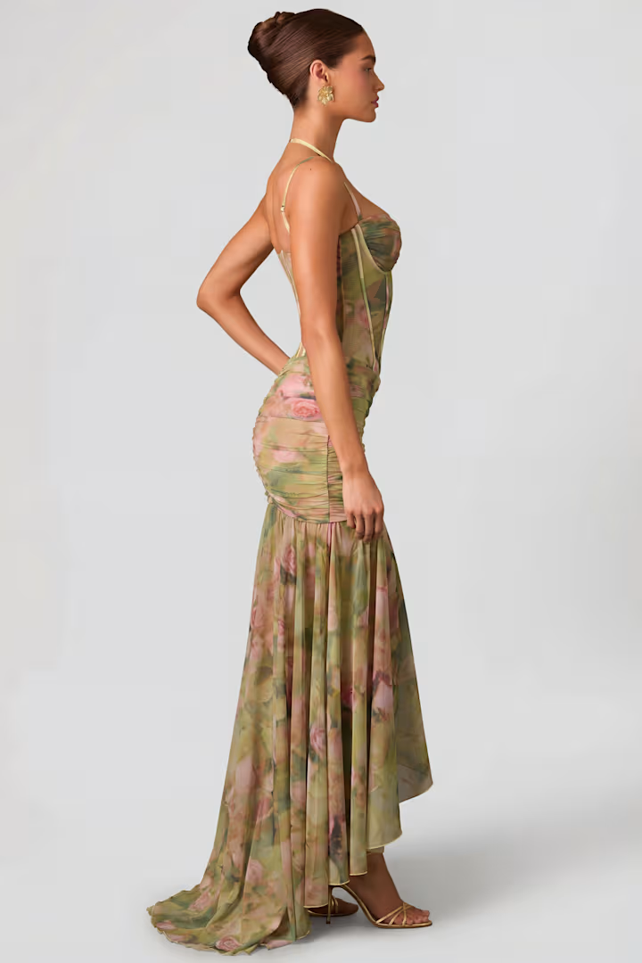 Annika Printed Camisole Split Maxi Dress
