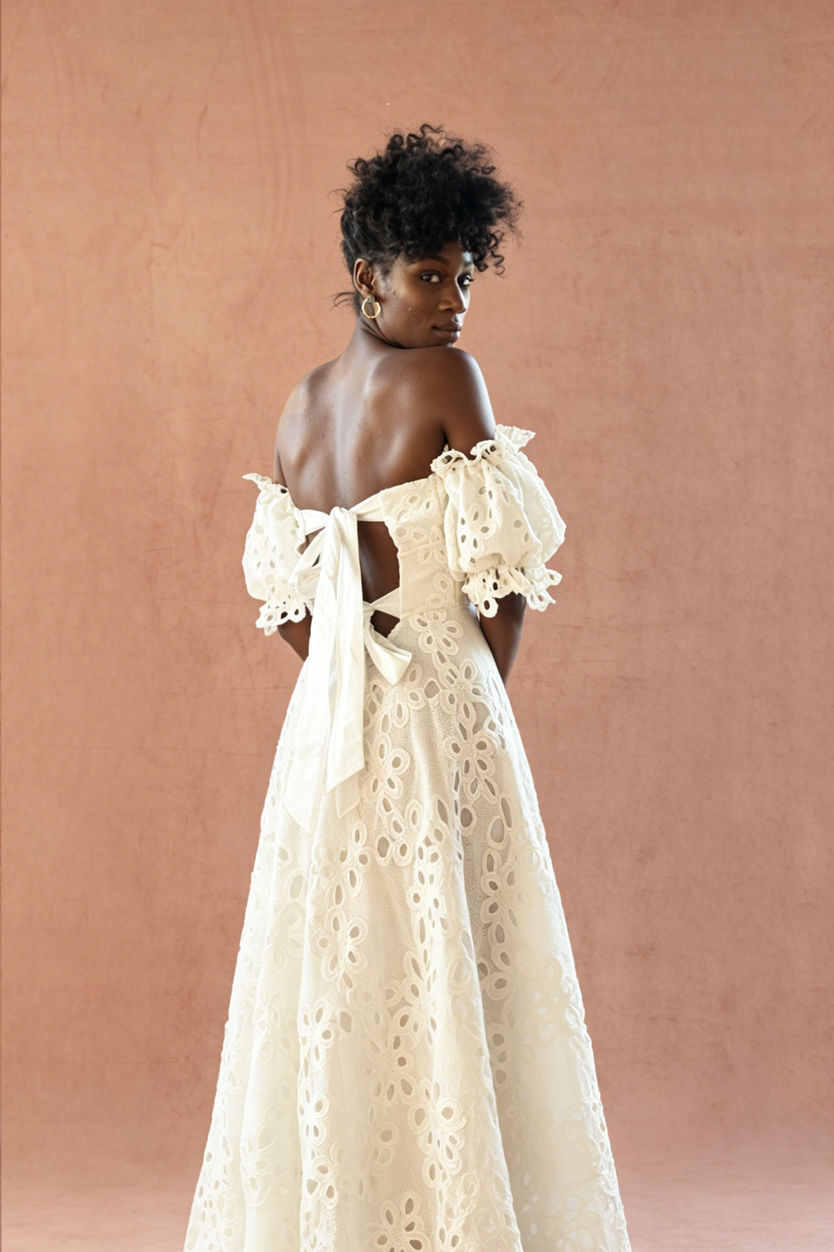 Bellamy Lace Hollow-Out Midi Dress In White