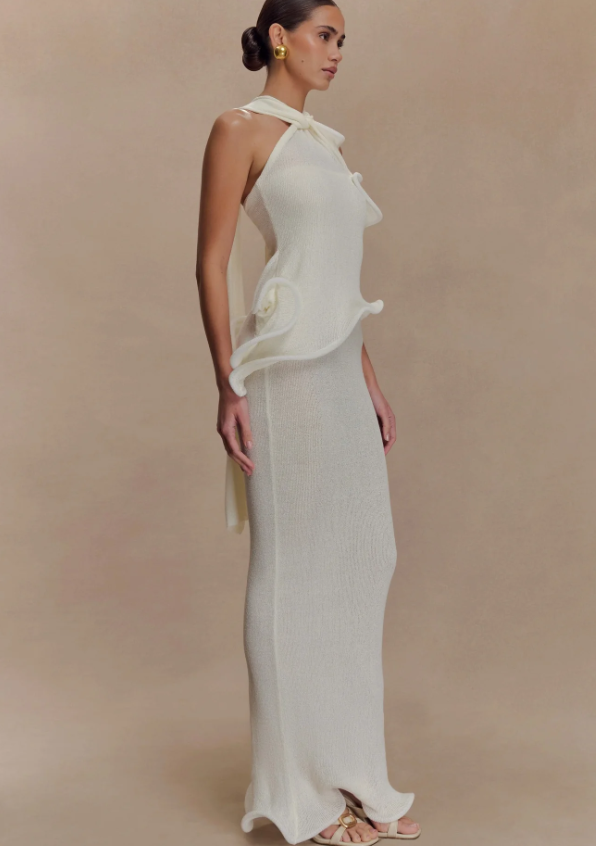 Zoey Camisole Knit Maxi Dress In White