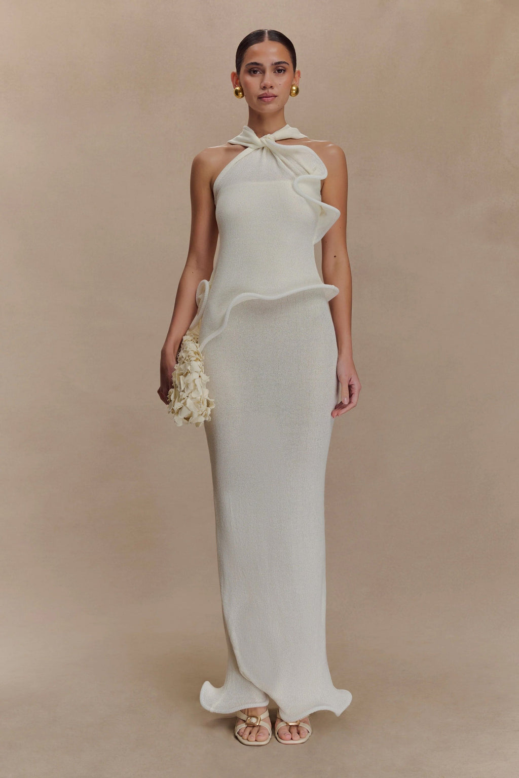 Zoey Camisole Knit Maxi Dress In White