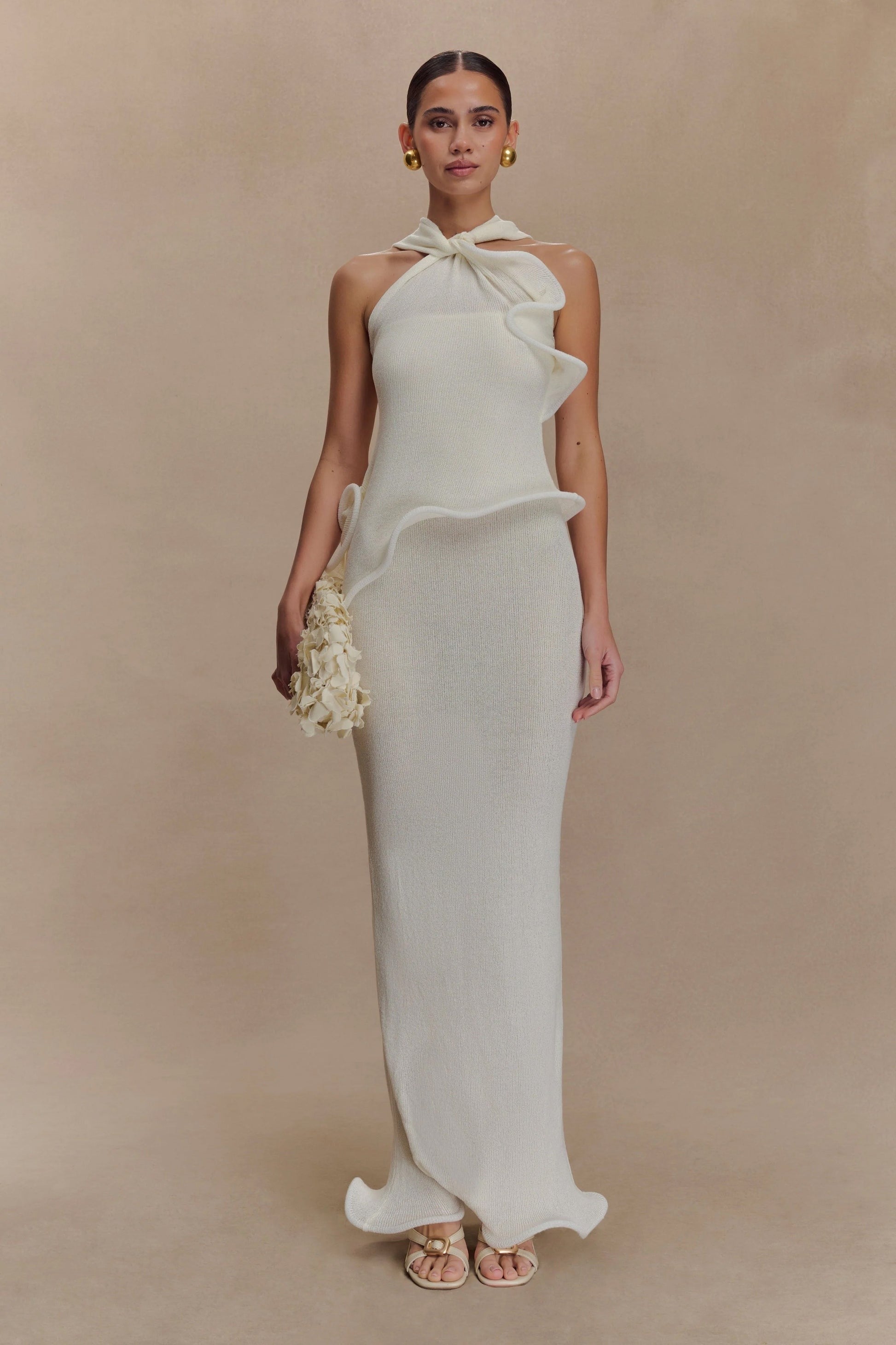 Zoey Camisole Knit Maxi Dress In White
