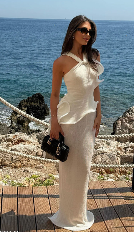Zoey Camisole Knit Maxi Dress In White