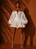 Elara White Cut-Out Off-Shoulder Mini Dress