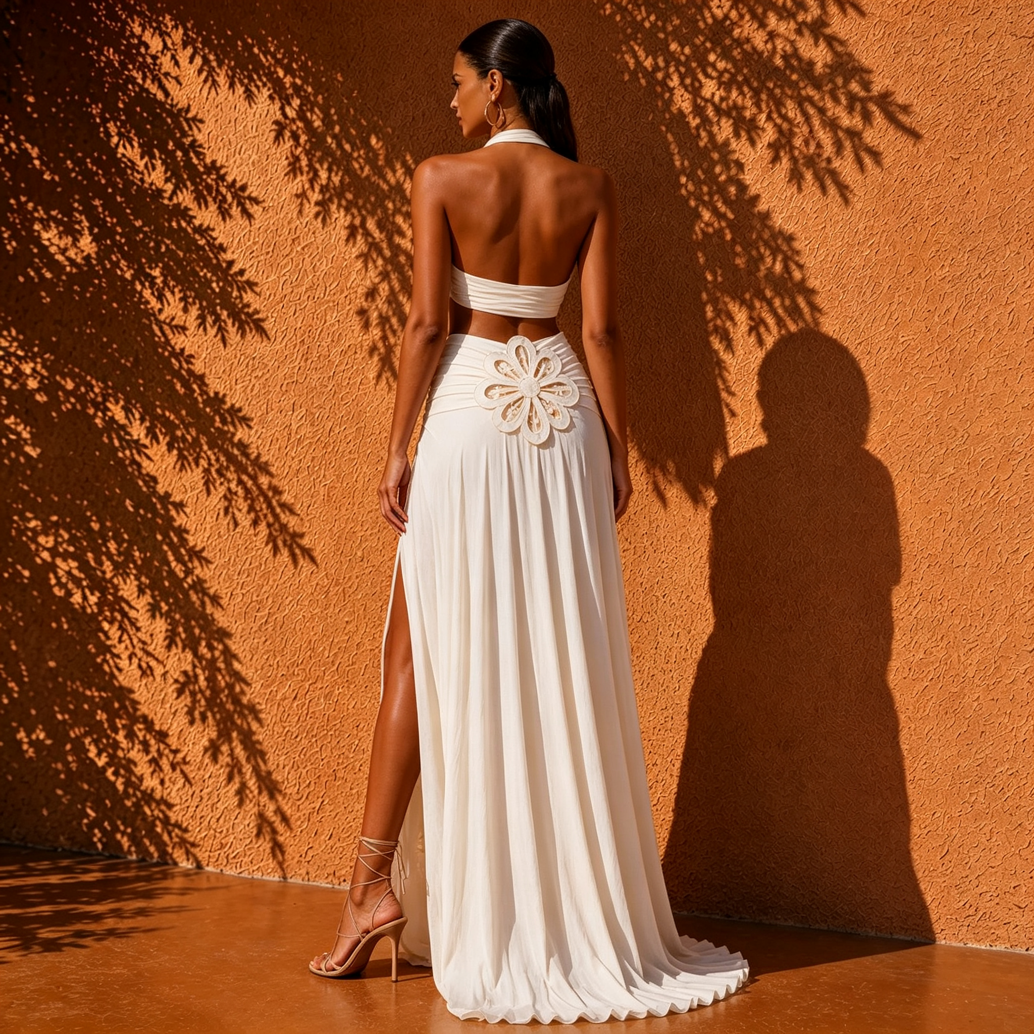 Seraphina White Halter Cut-Out Maxi Dress