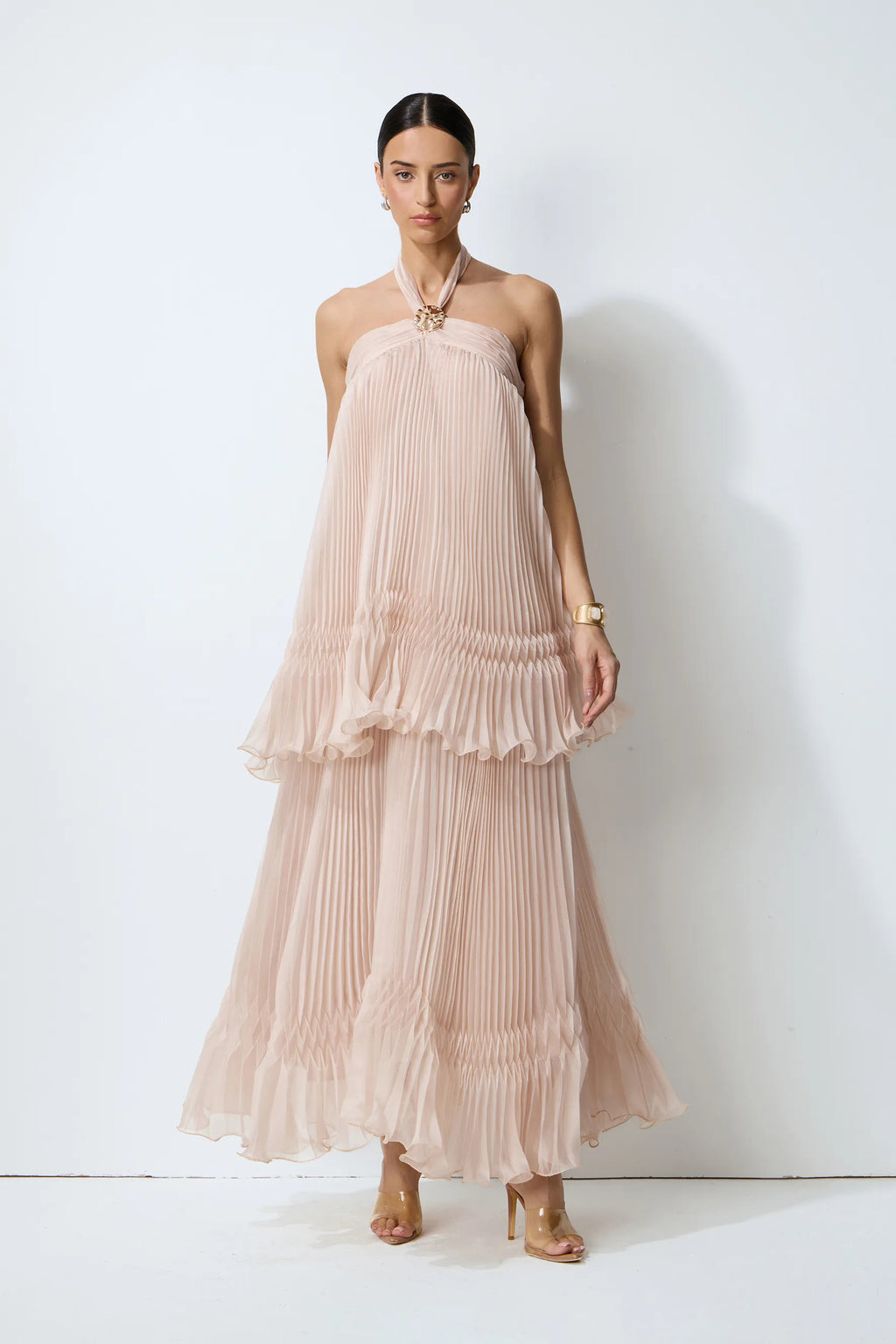 Celia Pink Backless Halter Dress