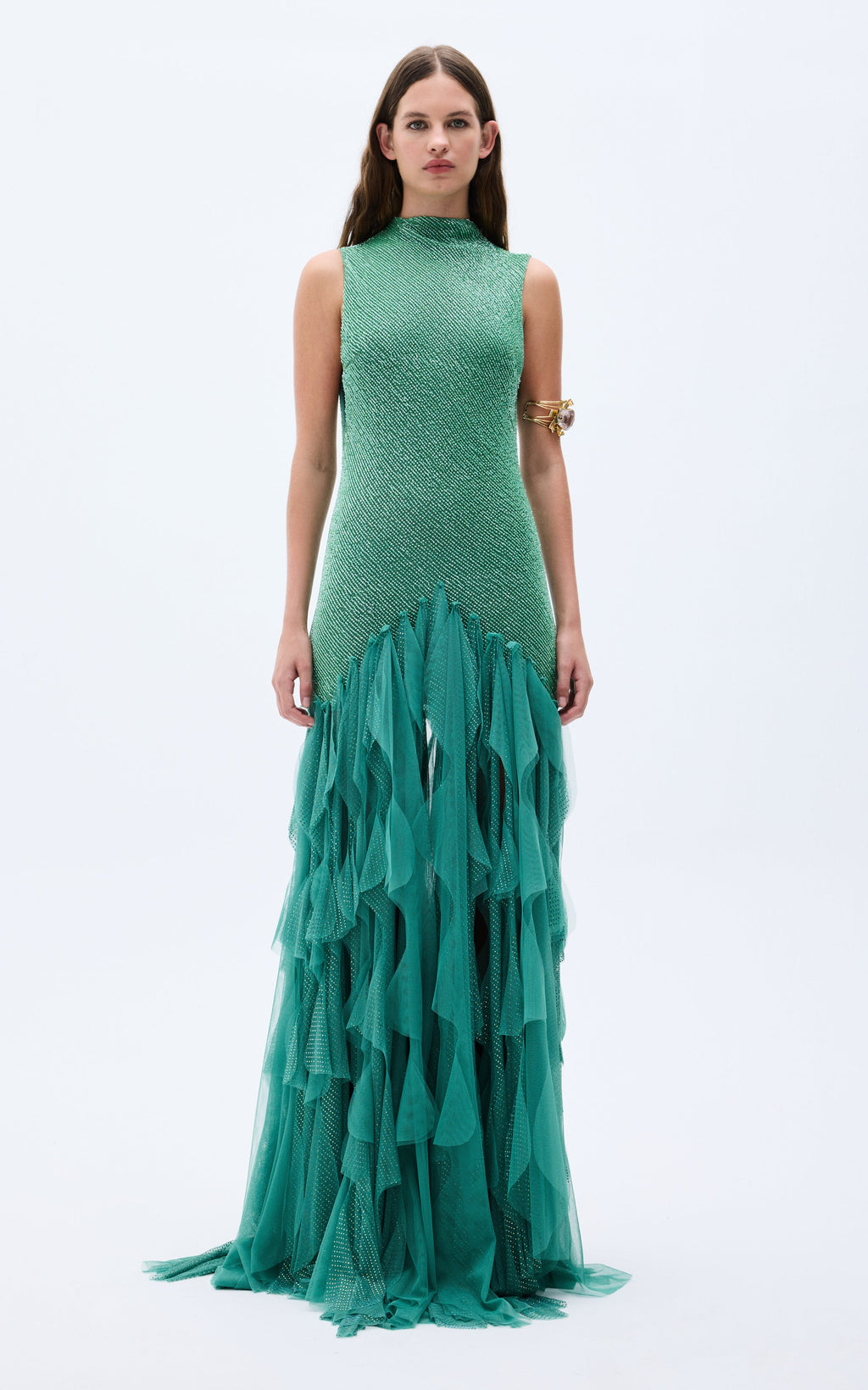 Jazlyn Green Layered Tassel Skirt