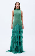 Jazlyn Green Layered Tassel Skirt