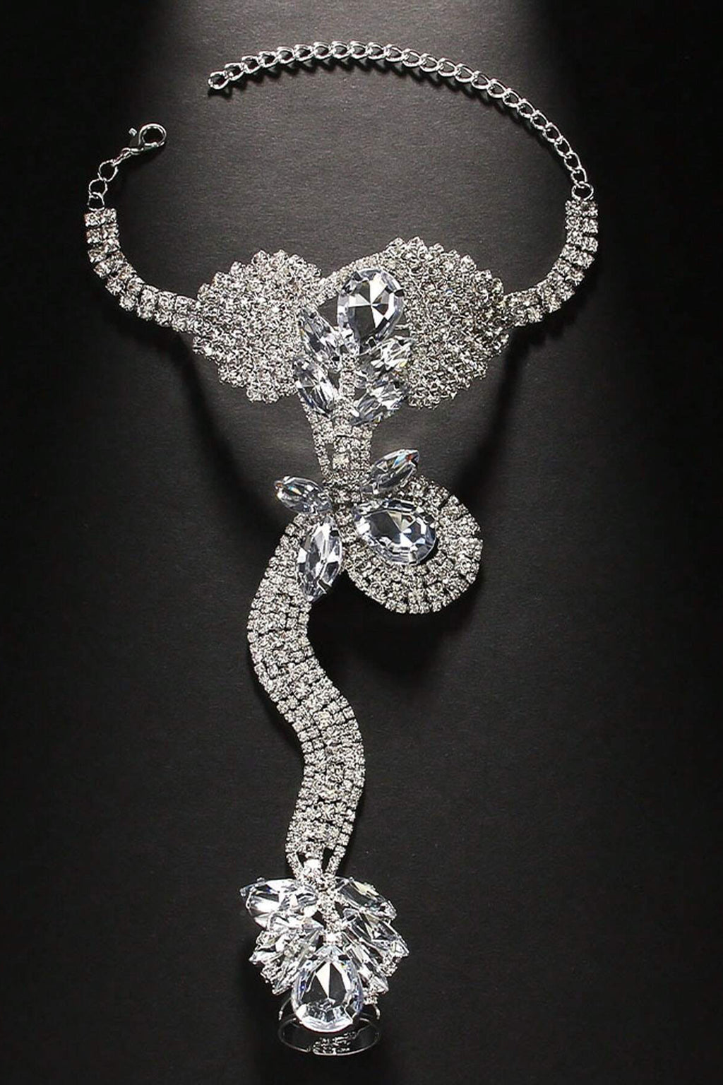 Crystal Snake Finger Ring Bracelet