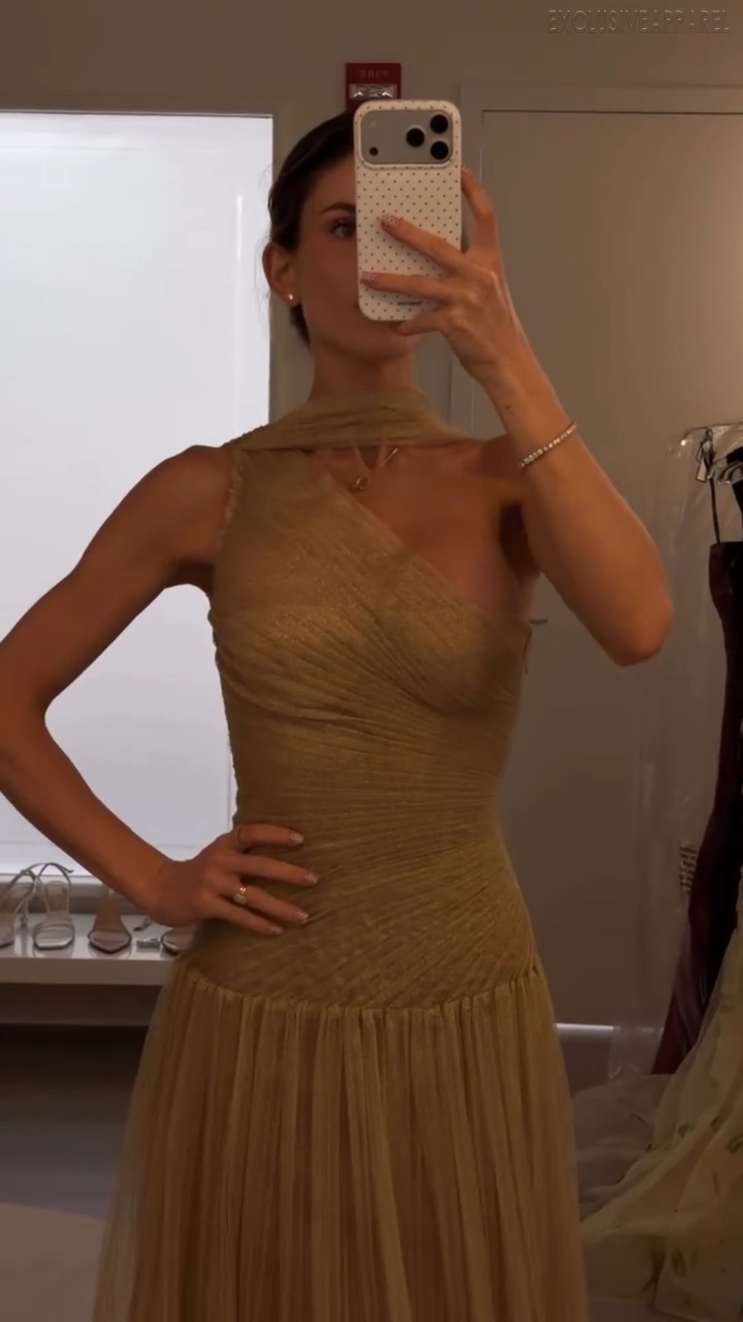 Peyton Olive Gold Asymmetrical Neckwrap Dress