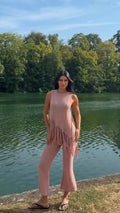 Hope Pink Sleeveless Frill Flared Pants Set