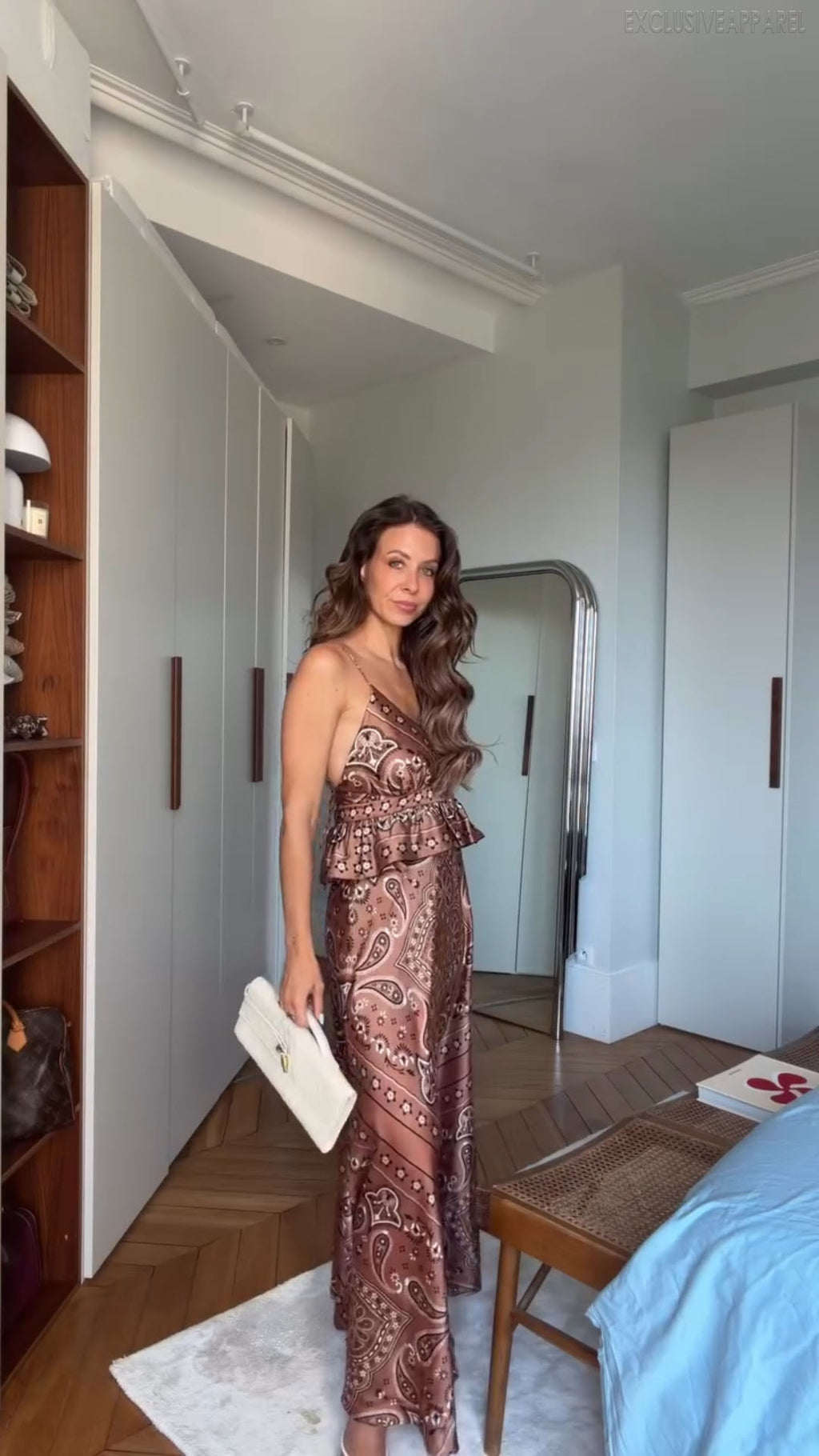 Vera Brown Thin Strapless Backless Long Dress