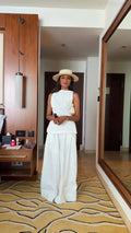 Astrid White Sleeveless Wide-leg Pants Set