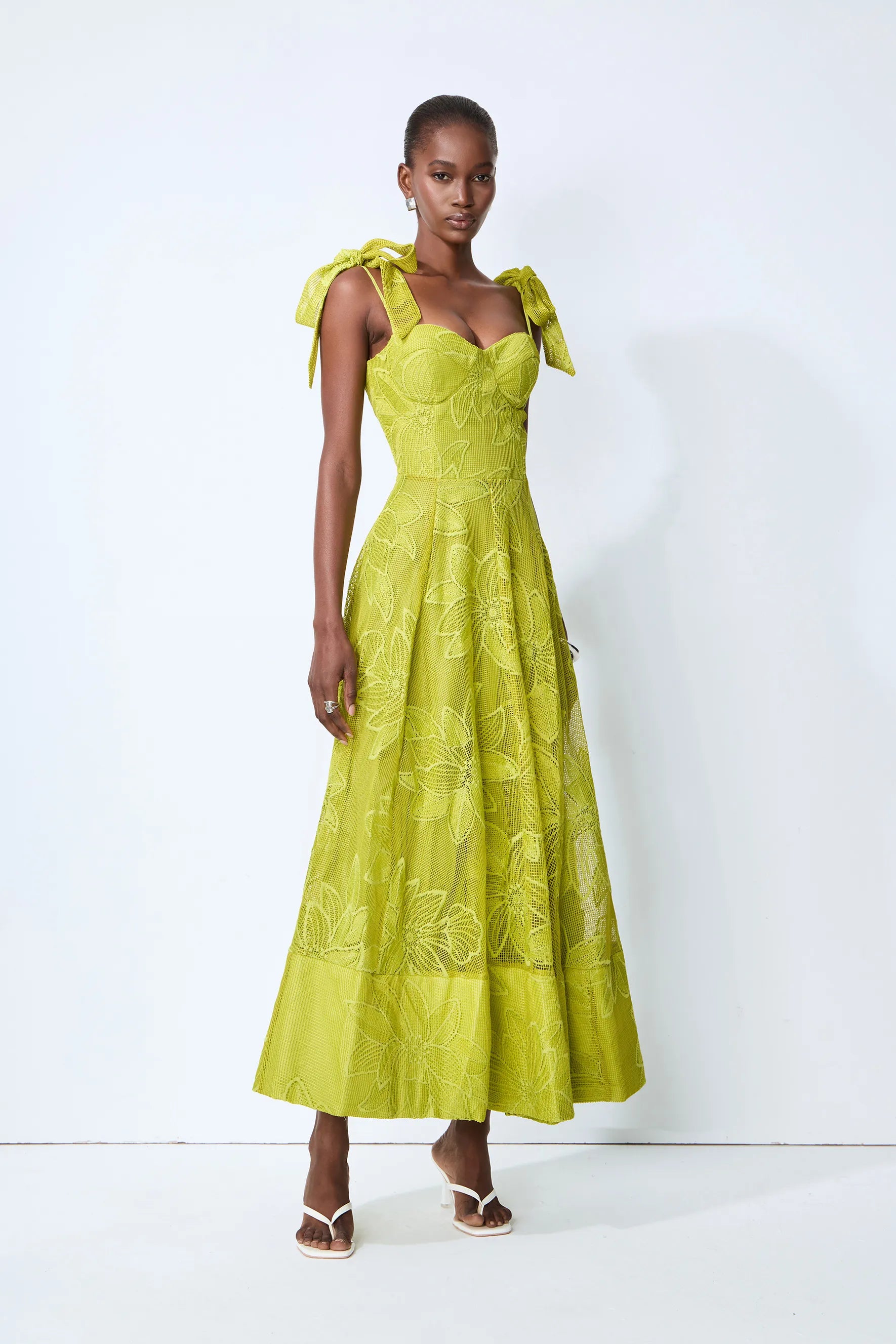 Elora Yellow Strapless Jacquard Maxi Dress