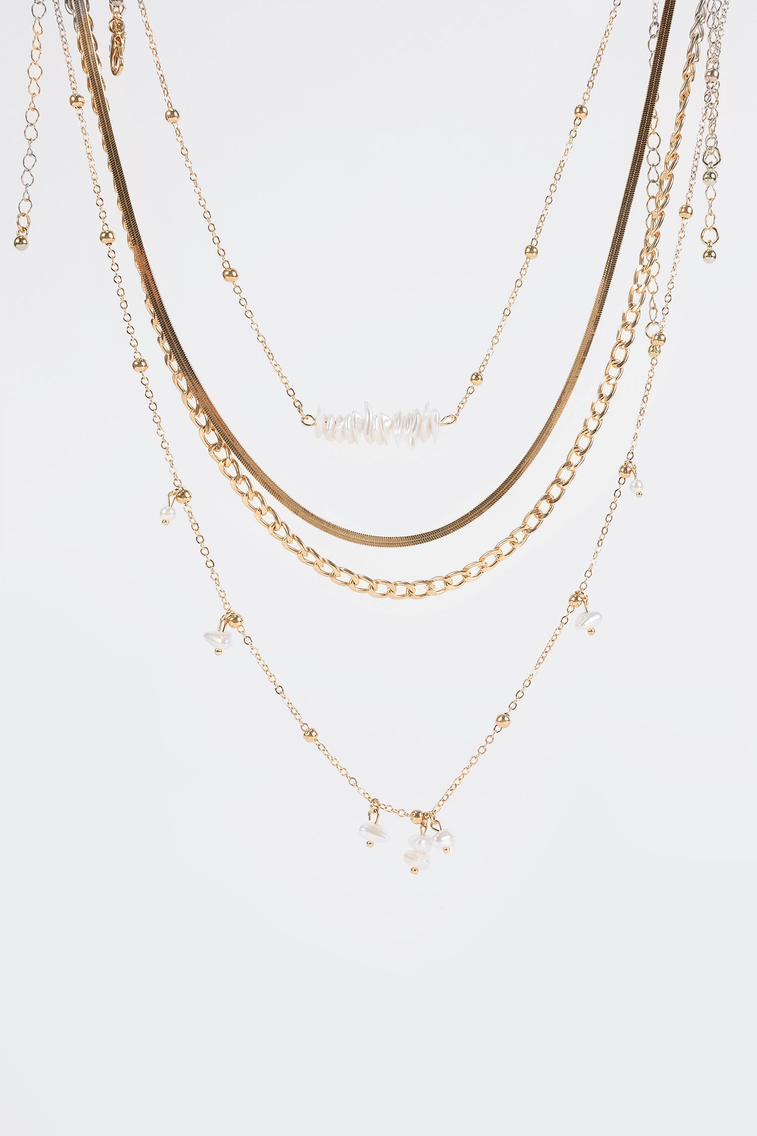 Faux Pearl Metal Multi-Layered Necklace