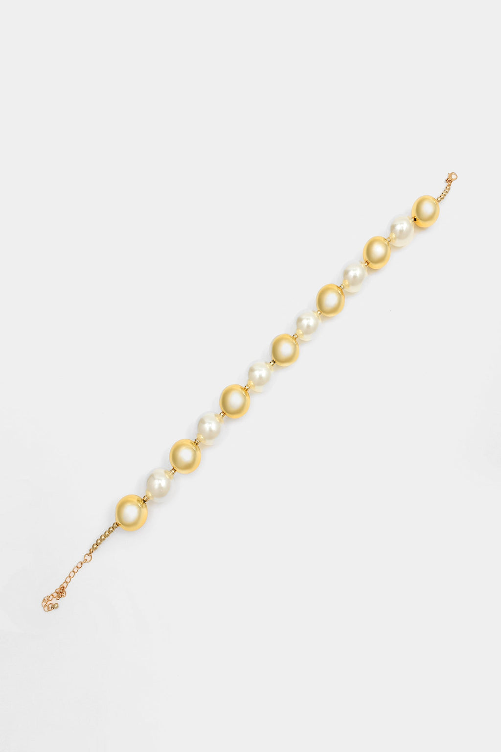 Faux Pearl Metal Ball Necklace & Earrings Set