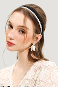 Velvet Faux Pearl Solid Headband