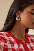 Faux Pearl Diamond Earrings
