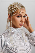 Faux Pearl Braided Tassel Hat