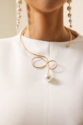Faux Pearl Irregular Shape Metal Necklace