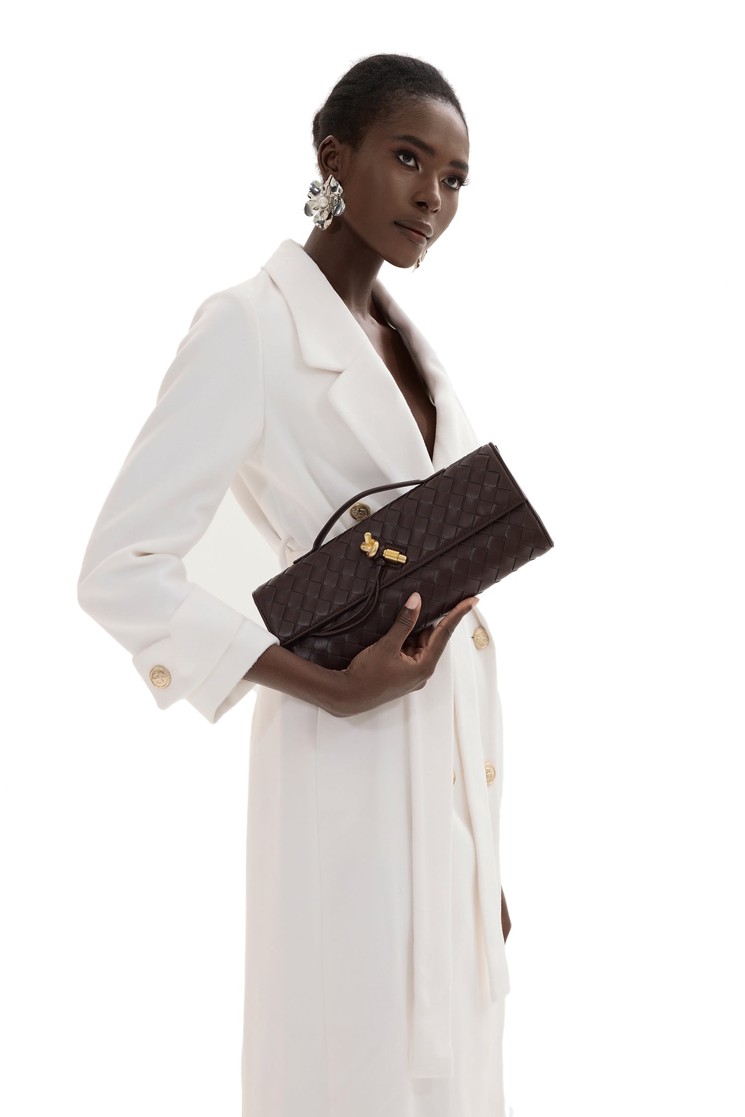 Solid Faux Leather Tote Clutches Bag