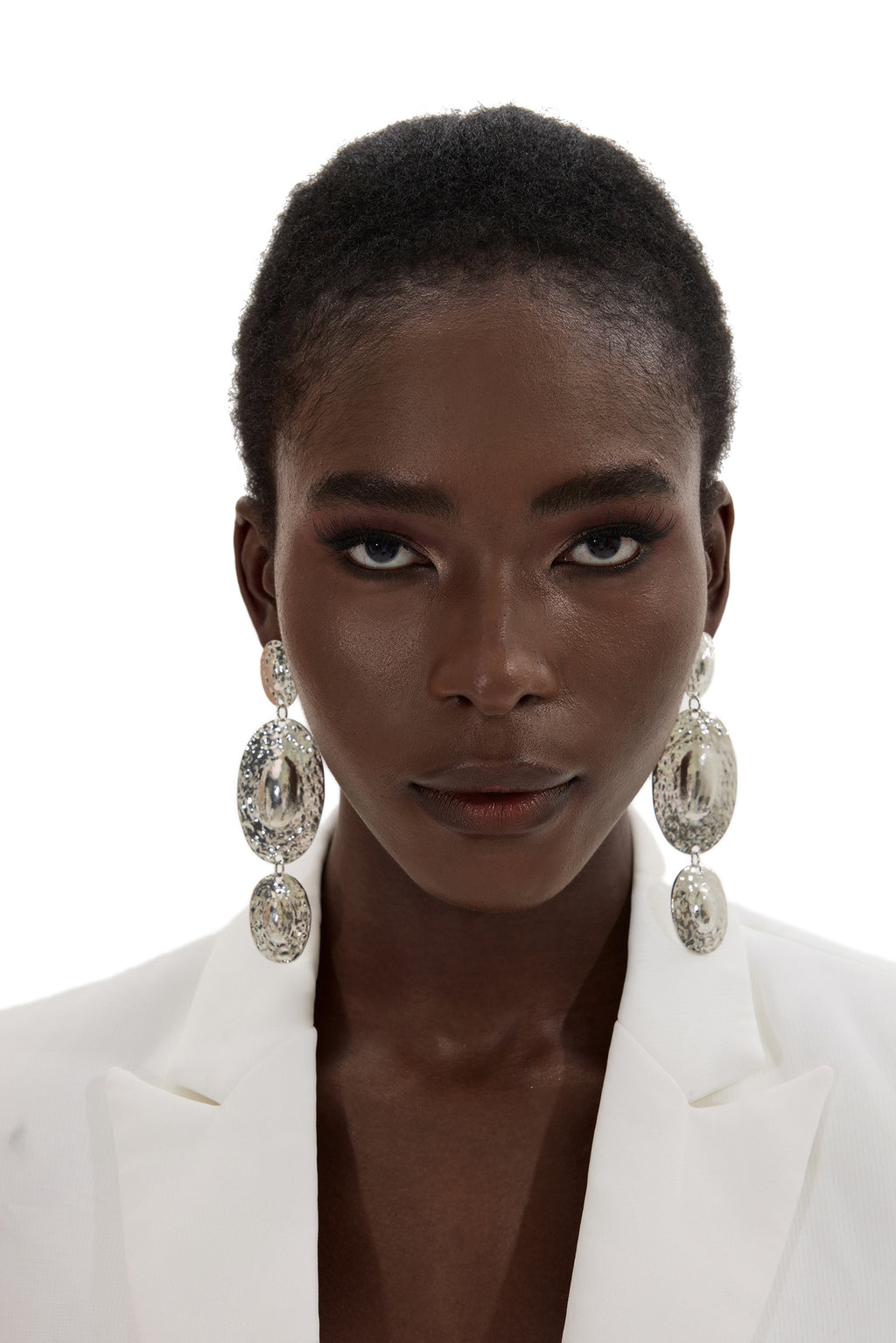 Oval Metal Drop Earrings