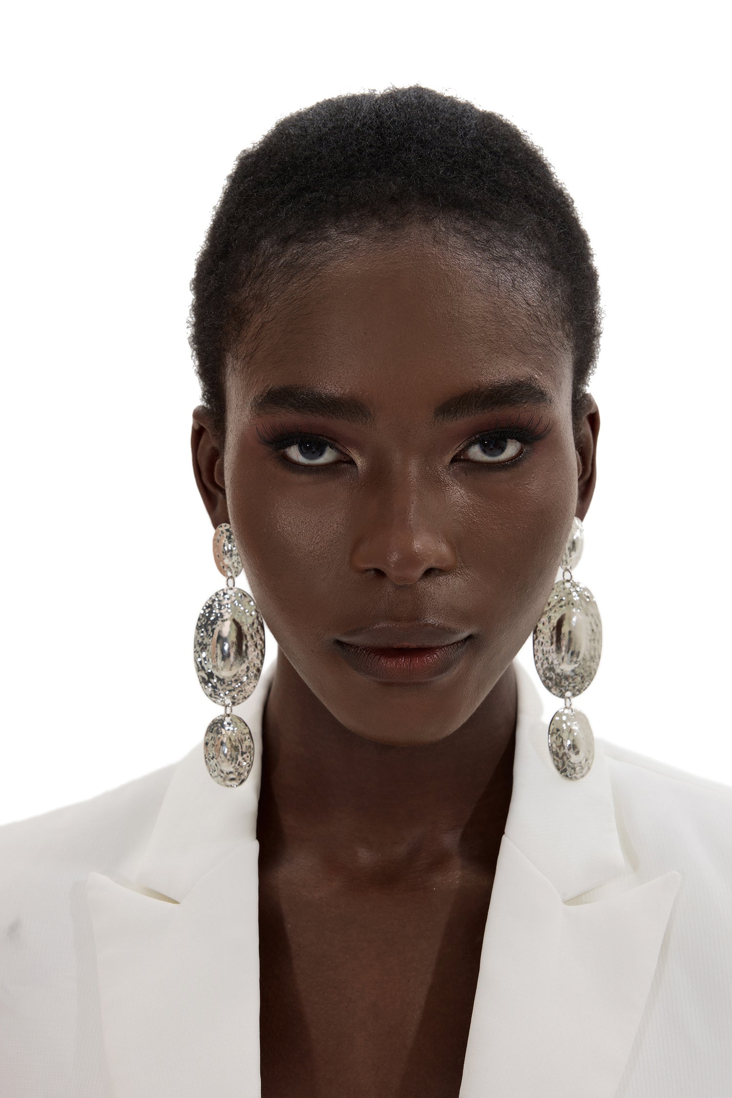 Oval Metal Drop Earrings