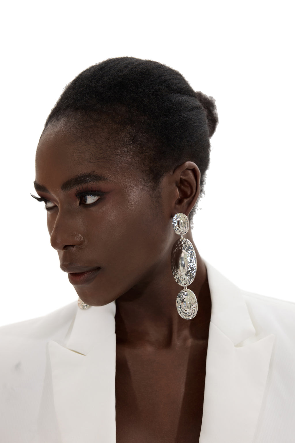 Oval Metal Drop Earrings