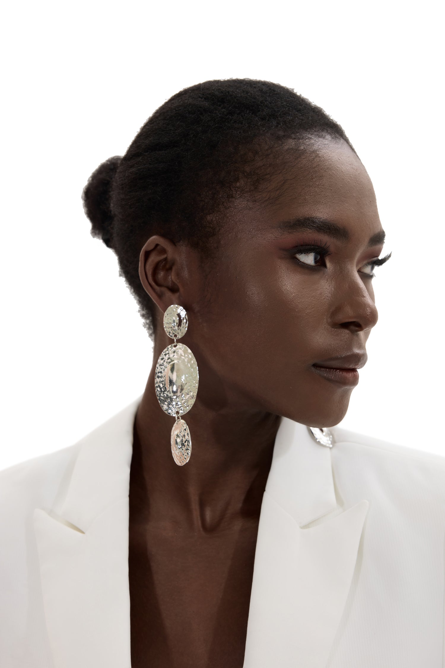 Oval Metal Drop Earrings
