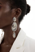 Oval Metal Drop Earrings