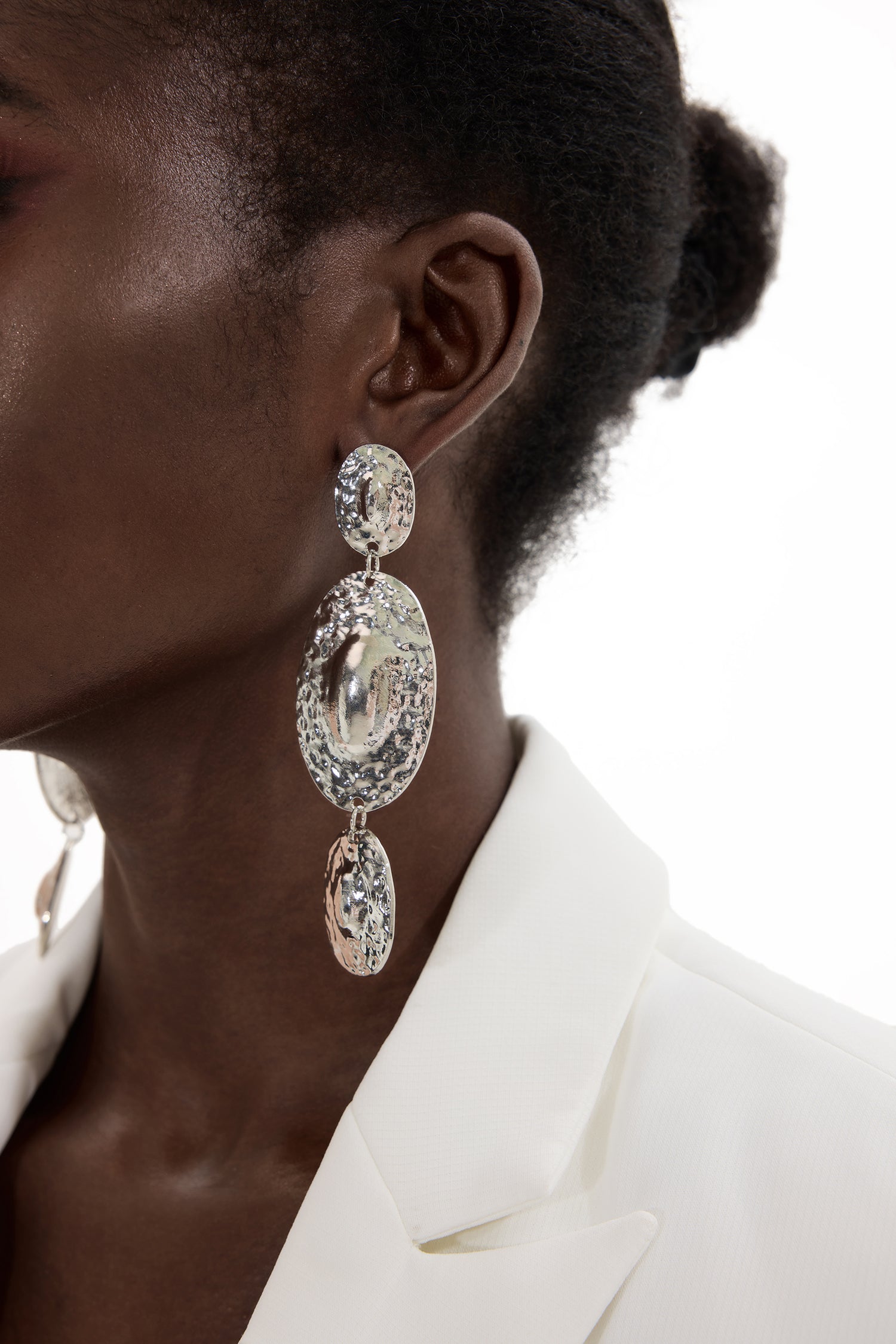 Oval Metal Drop Earrings
