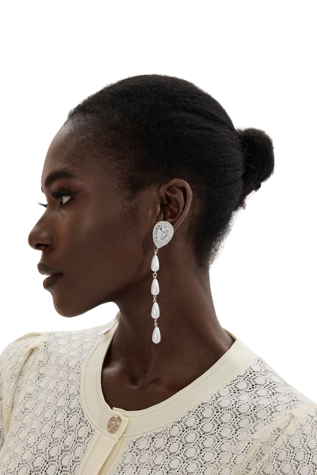 Rhinestone Drop Shape Clip-On Earrings