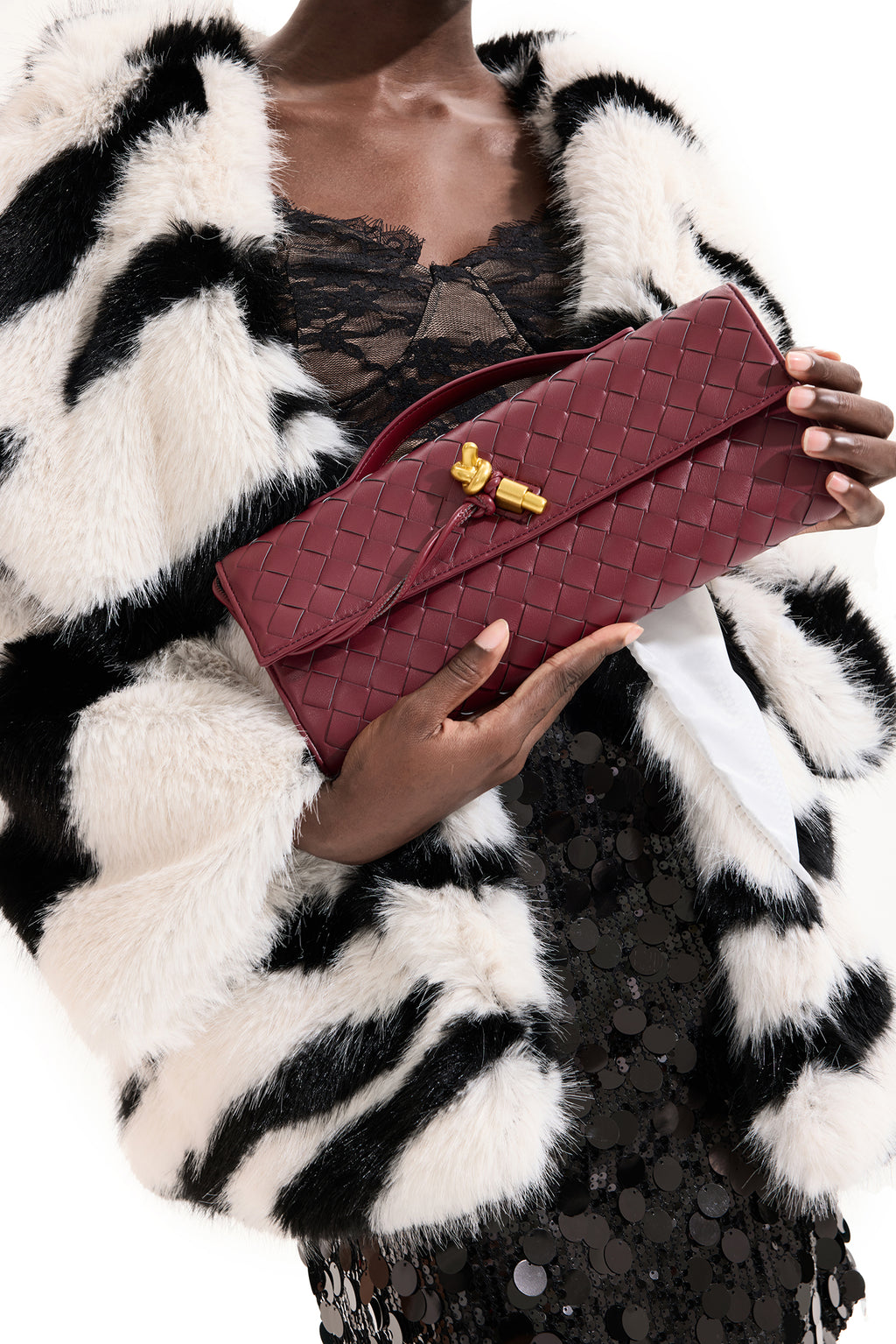 Solid Faux Leather Tote Clutch