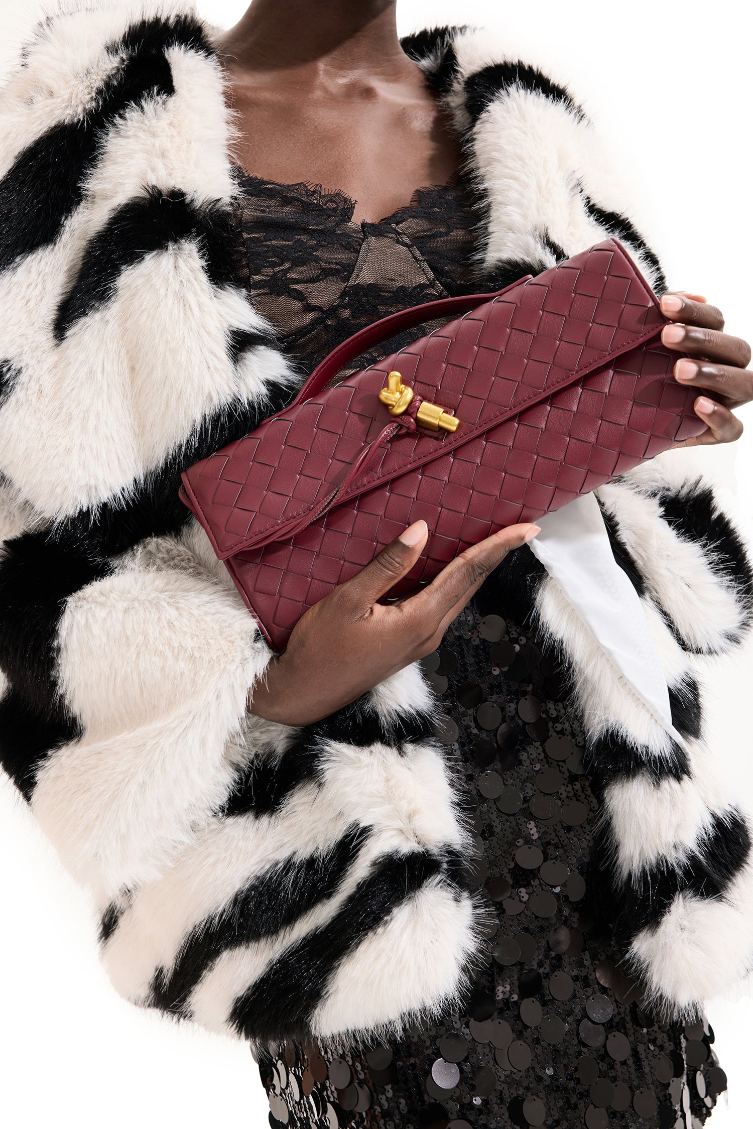 Solid Faux Leather Tote Clutch