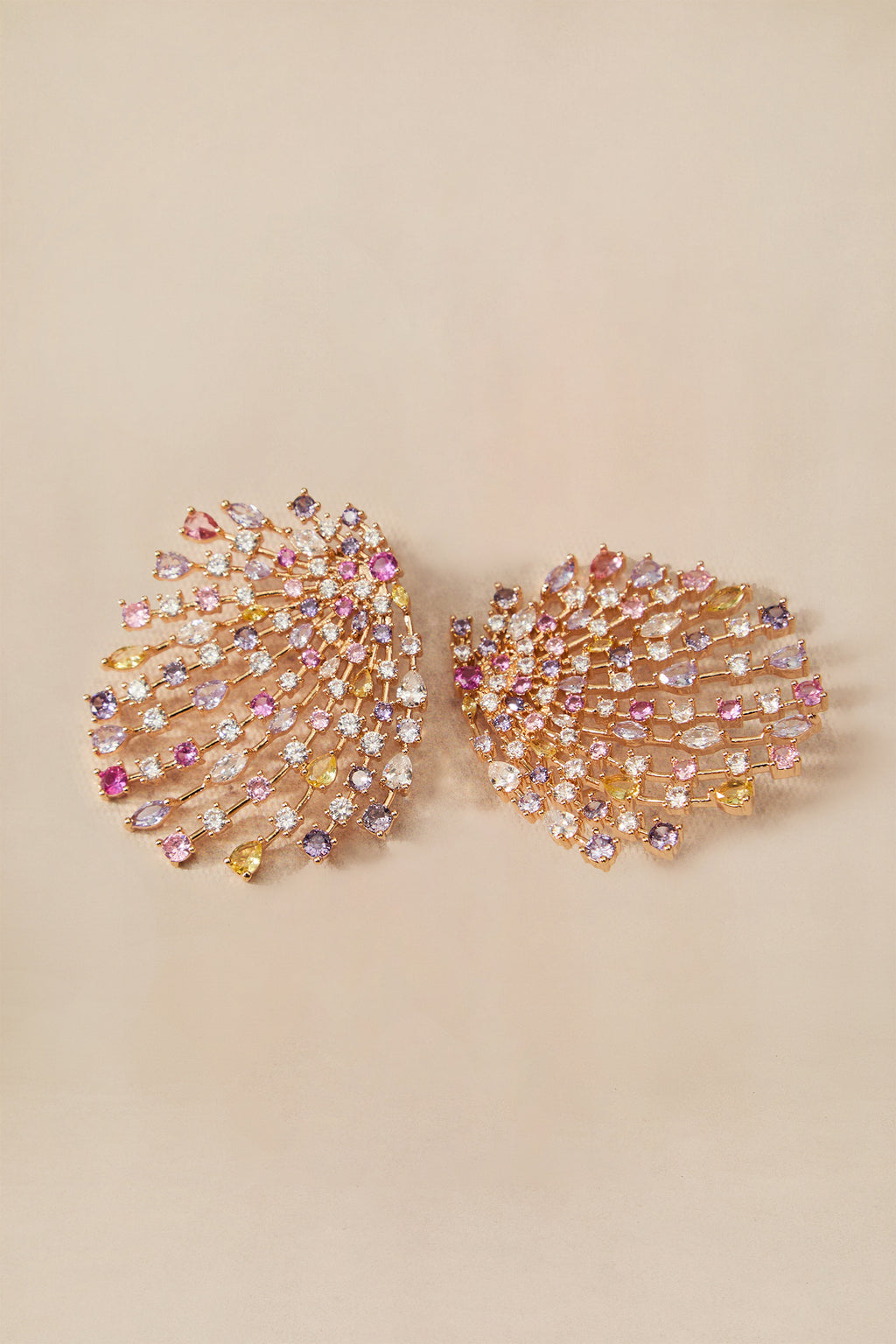 Multicolor Pave Fan Earrings