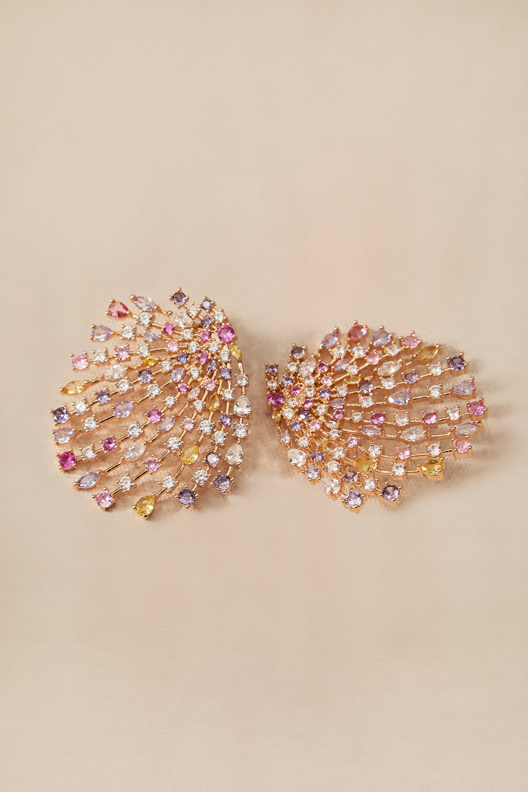 Multicolor Pave Fan Earrings