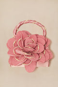Pleated Petal Rose Pearl Evening Bag