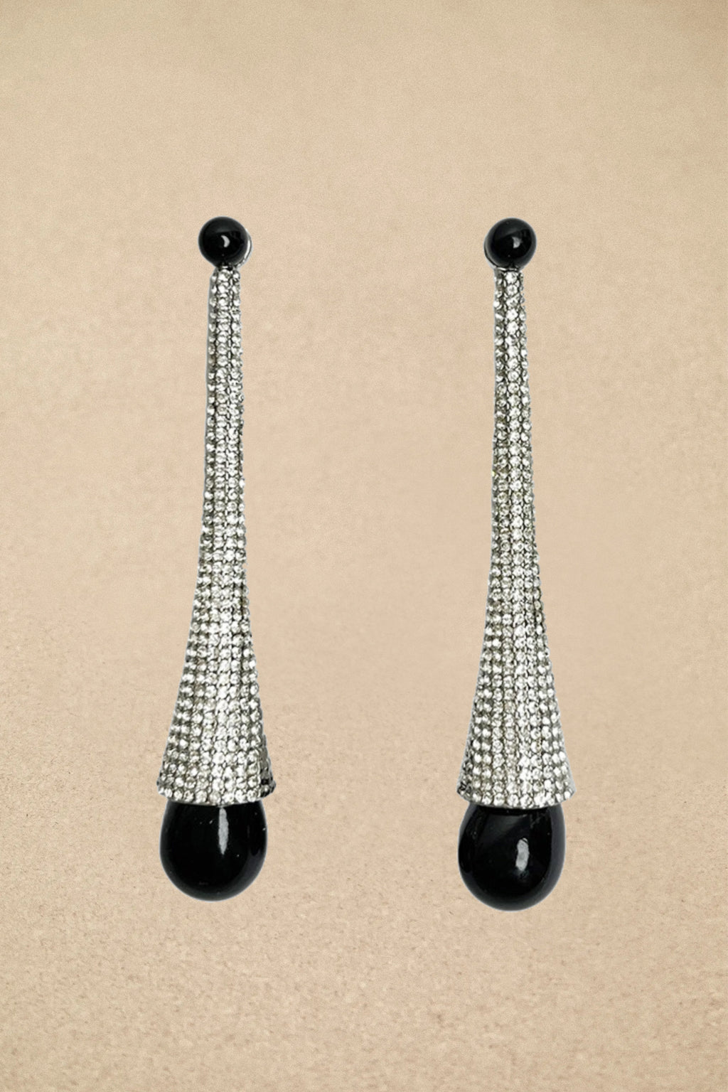 Long Tapered Rhinestone Drop Earrings