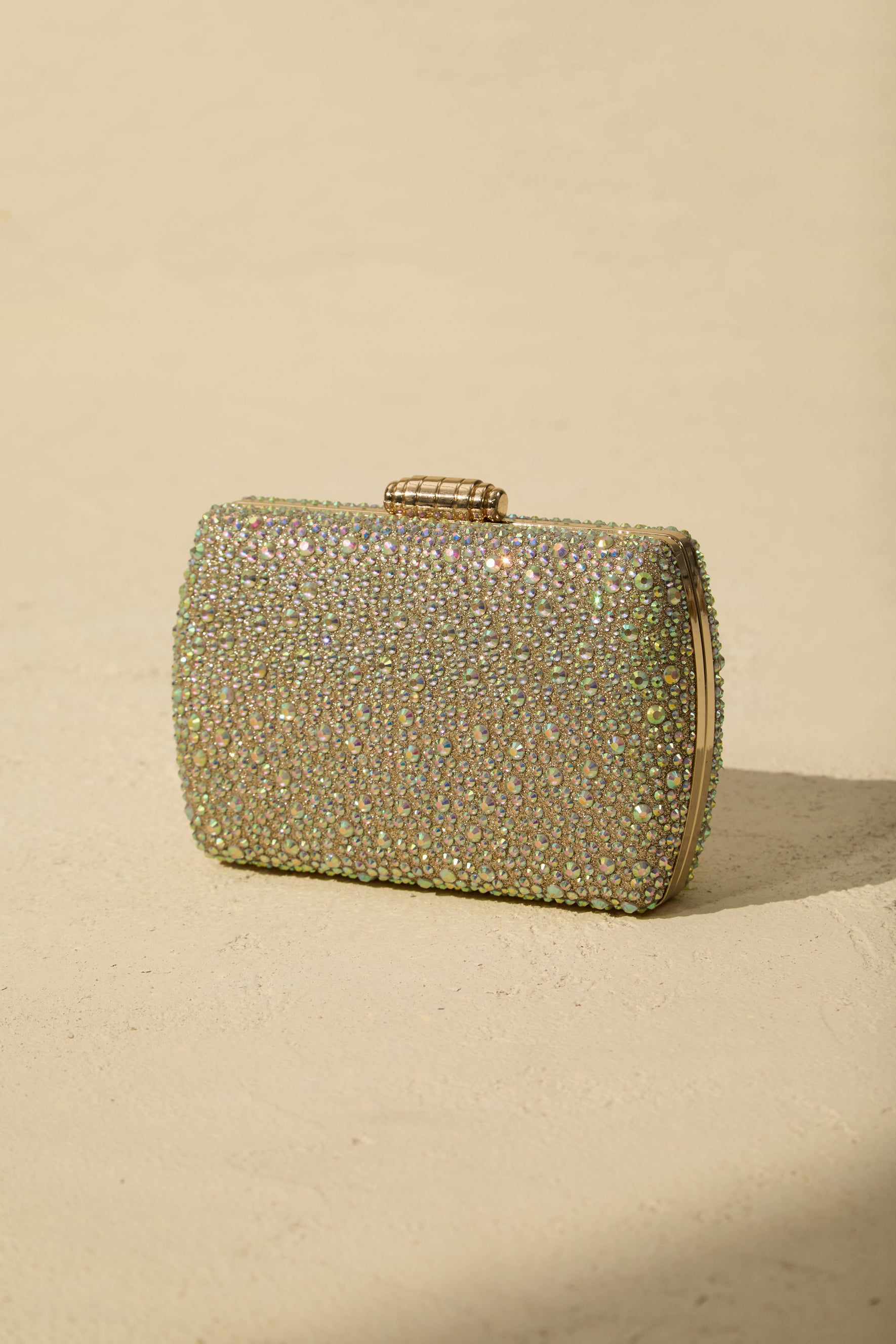 Rhinestone Embellished Box Clutch Bag