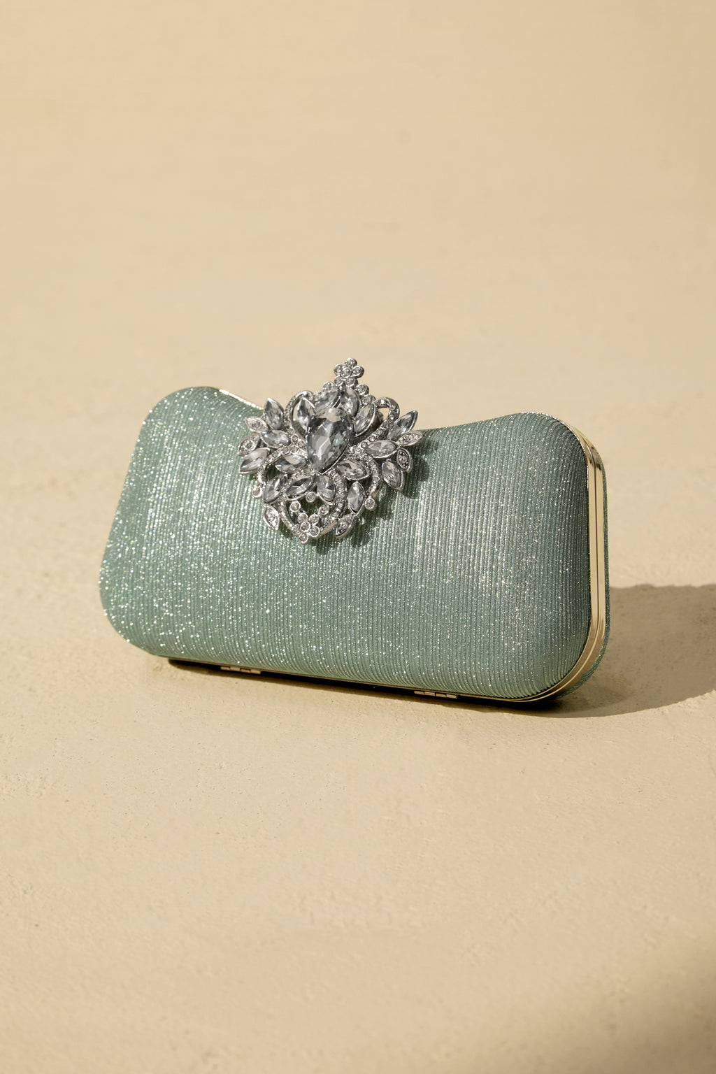Rhinestone Clasp Evening Clutch Bag
