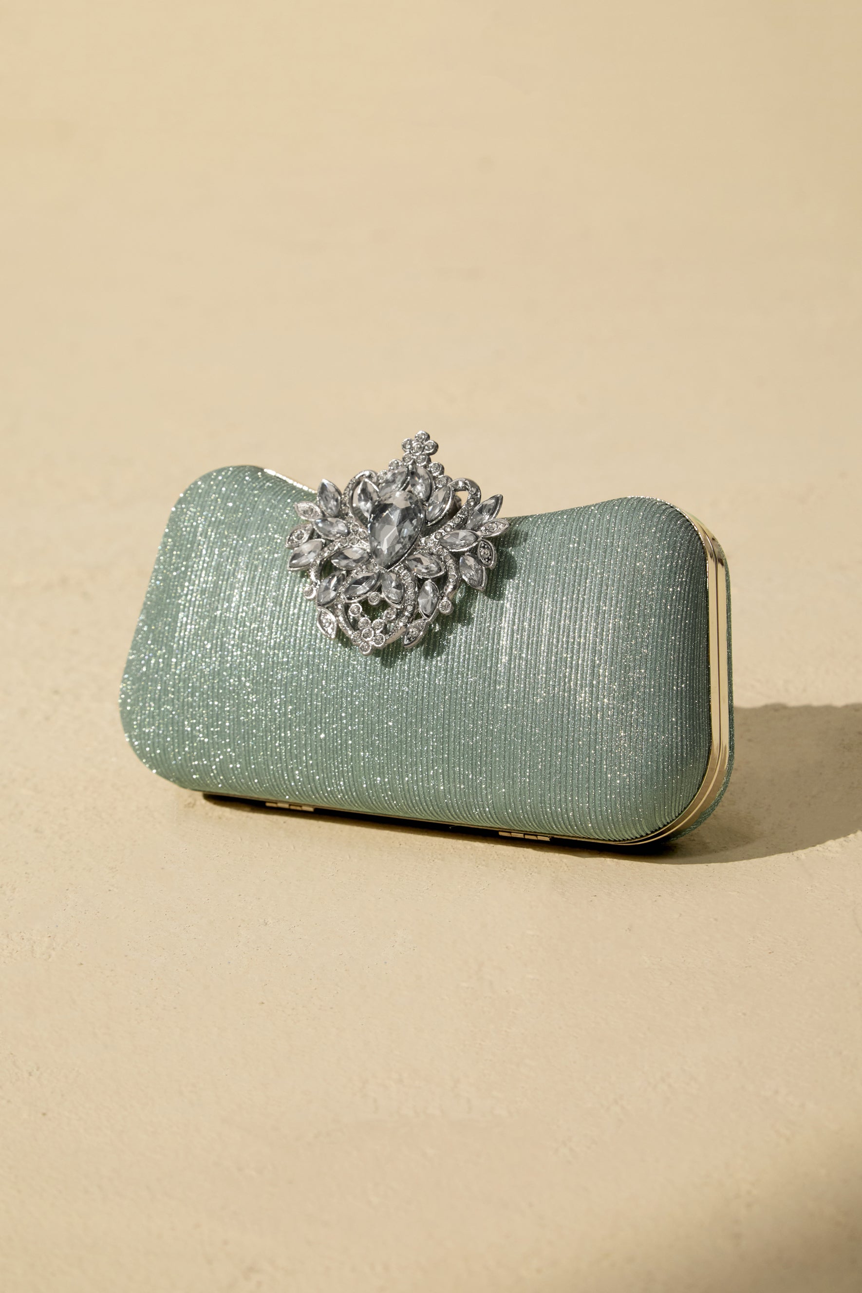 Rhinestone Clasp Evening Clutch Bag