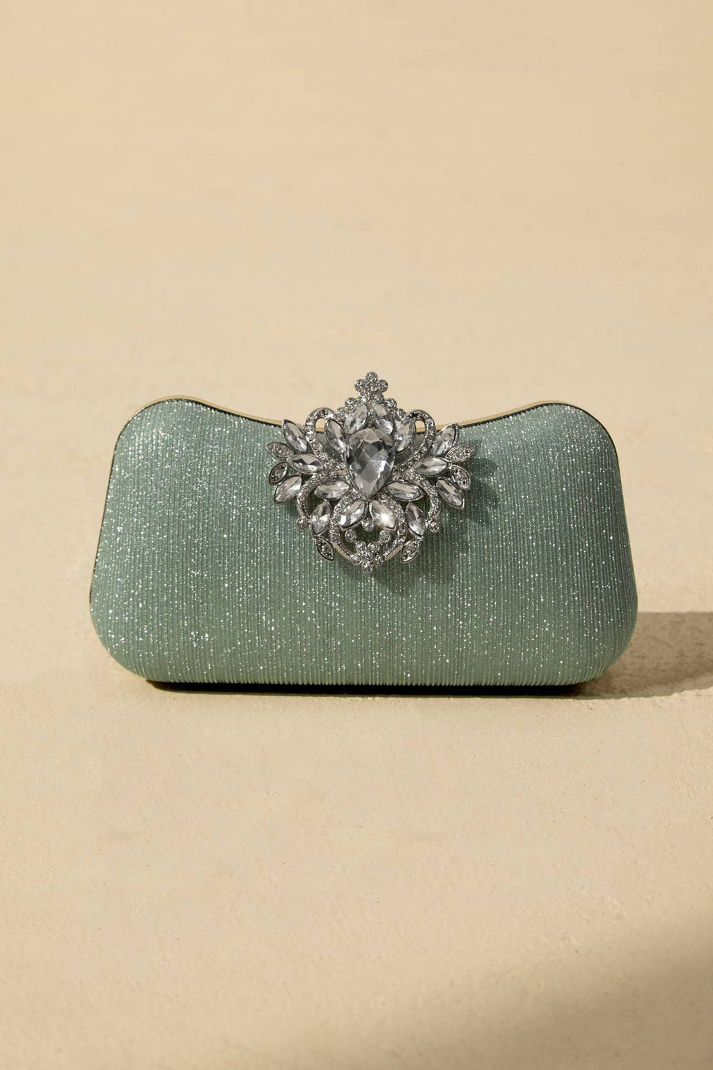 Rhinestone Clasp Evening Clutch Bag